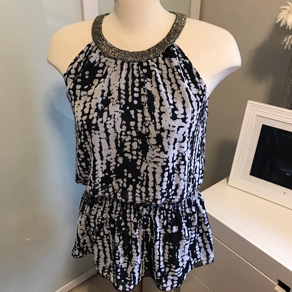 Alfani Blue and White Halter Top